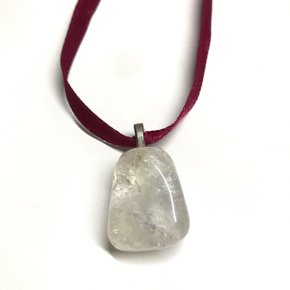 Boho necklace translucent white pendant polished - Picture 3 of 7